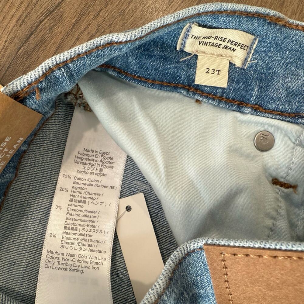 NWT Madewell The Mid Rise Perfect Vintage Jean in Alderton Wash Size 23 Tall - Picture 9 of 12